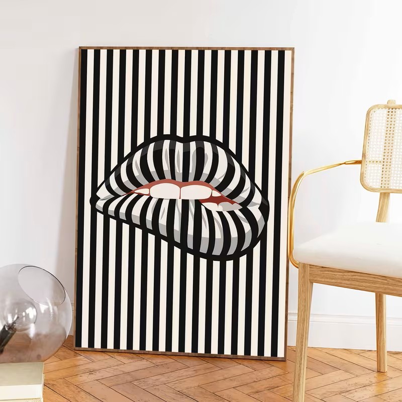 Affiche murale en toile rayée  - Interior Design Drawing avis et prix